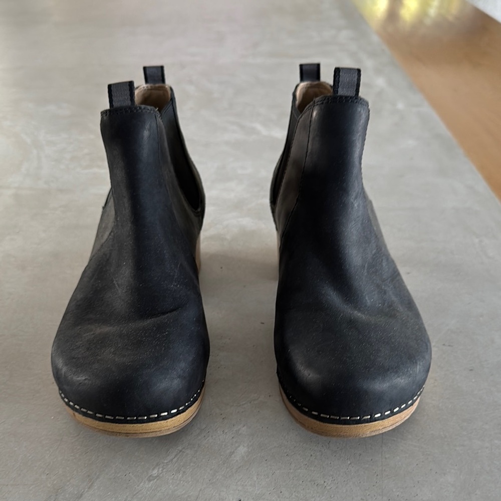Dansko Black Suede Leather Ankle Boots
